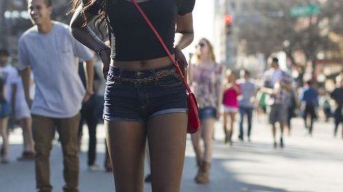 Is it slutty to wear crop tops with high waisted shorts?