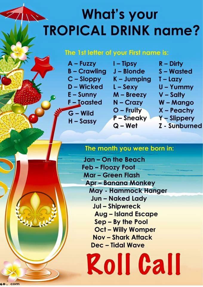What is your tropical drink name? 