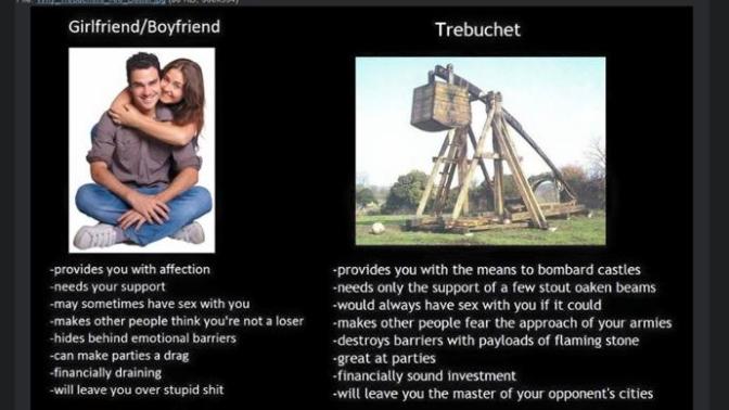 Should I pursue a relationship with a girl or trebuchet?