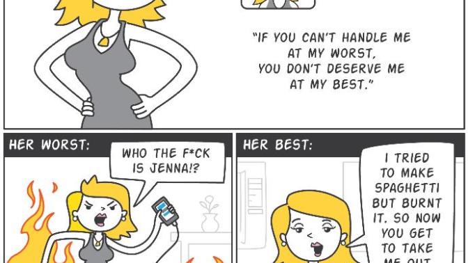 "If you can't handle me at my worst, you don't deserve me at my best." = I'm a mega b*tch with entitlement. Agree?