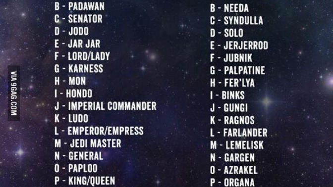 What's your Star Wars name?