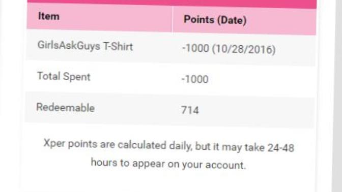 Why doesn't my xper points show redeem points at the bottom (picture)?