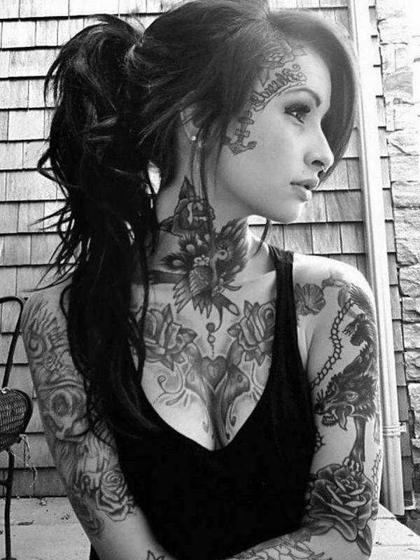 Guys, would you date a girl with lots of tattoos even on her face? 