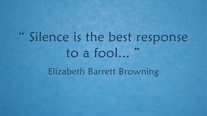 Do you agree with the statement: "Sometimes the best response to ignorance is no response at all"? Why or why not?