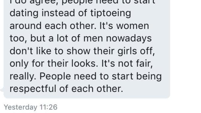 Is she girlfriend material for saying this? For speaking her mind?