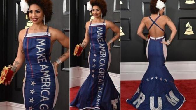 What do you think of Joy Villa's "Make America Great Again" dress at the Grammys?