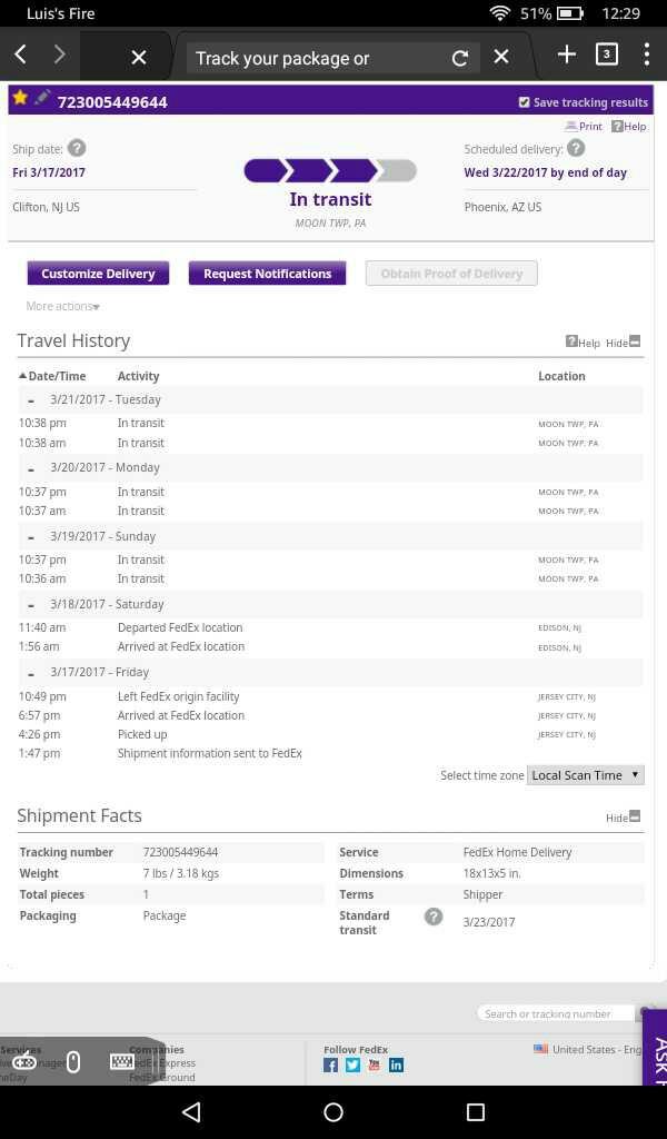 Has anyone had their package stuck in transit with FedEx??