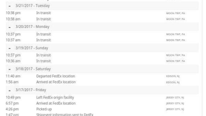 Has anyone had their package stuck in transit with FedEx?