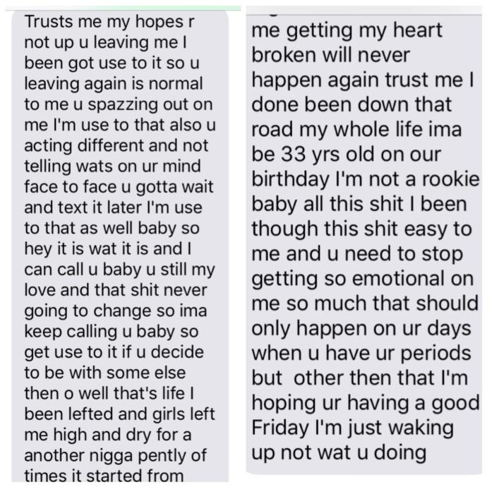 Text message from ex after him telling me he just wants fun Left me for his ex 😩😢?