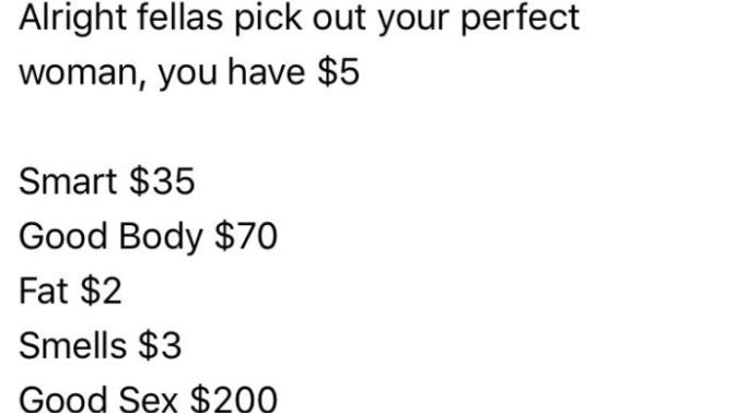 If you had $15 to build your ideal man/woman what would you pick?
