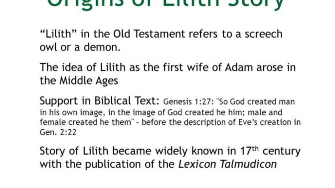 First woman on earth Is Lilith not Eve? True or False?