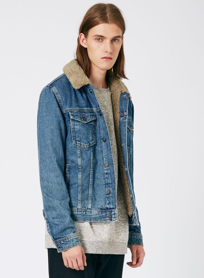 Do you think this denim jacket looks good on guys?