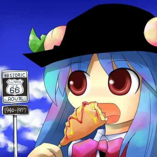 Why is Tenshi eating a corndog so cute??