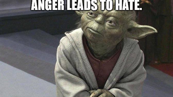 "Fear leads to anger. Anger leads to hate. Hate leads to _______." Fill in the blank?