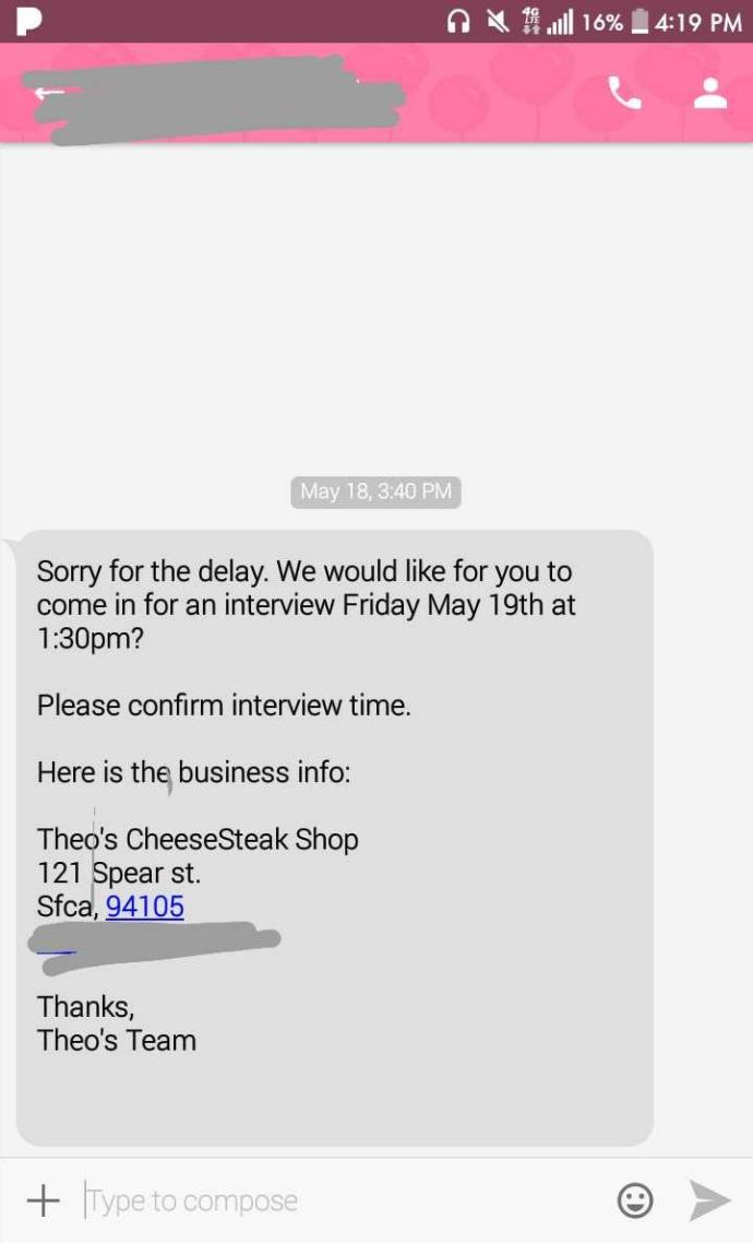 HOW dO I RESPOND TO COMFIRM A JOB INTERVIEW through TXT(PIC)??