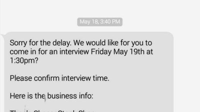 HOW dO I RESPOND TO COMFIRM A JOB INTERVIEW through text (PIC)?