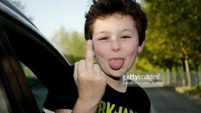 What would you do if a random child sticks the middle finger at you with their tongue out?
