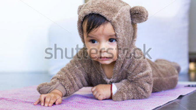 Girls, what would you do if you see this Mexican baby boy (dressed in a bear costume) runs to you and hugs you on your right leg?