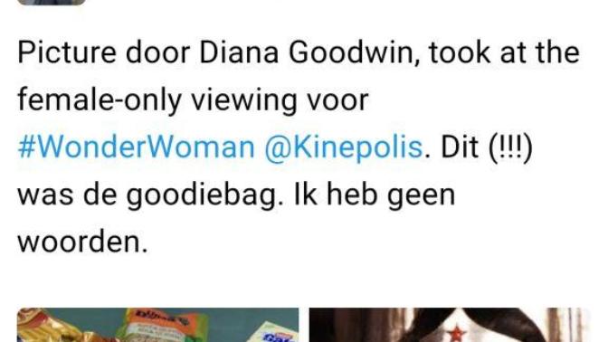 What do you think about the Belgian female only screening of Wonder Woman giving a free bag of goodies?