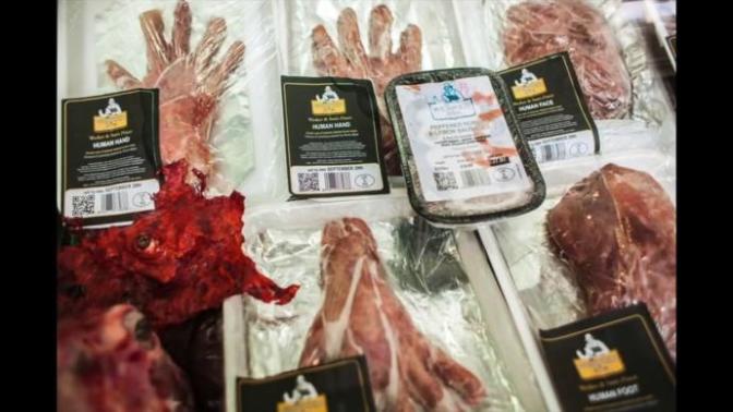 Why does London selling human meat in the market?