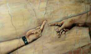 A man showing middle finger to god,  Will you consider him theist or atheist??