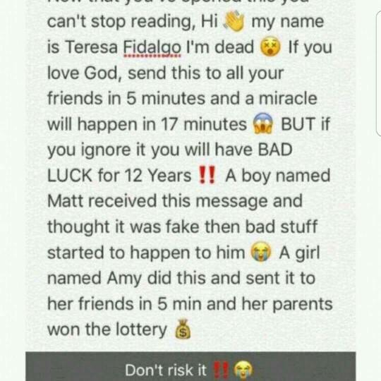 Is Teresa Fidalgo message true or is it fake?