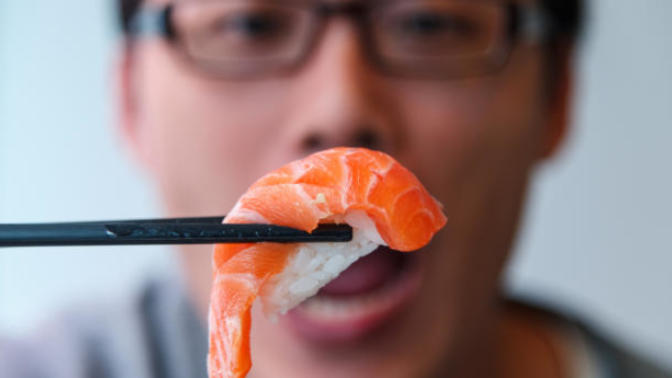 Why do a lot of Asians slurp even the food that doesn't need to be slurped like a chunk of chicken, broccoli or a potato?