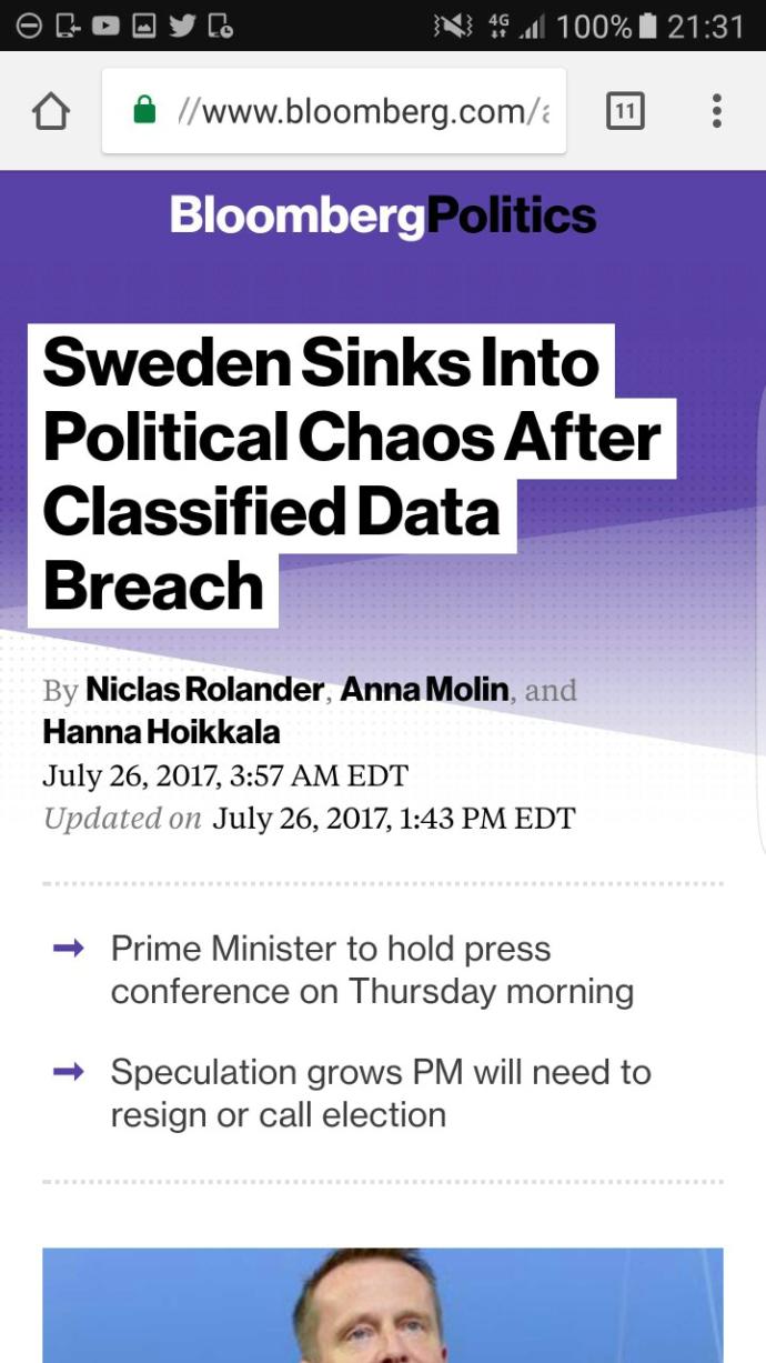 What do you think or make of the political crisis in Sweden??
