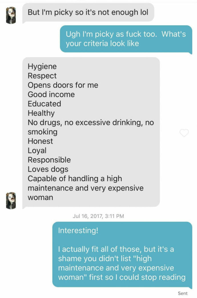 If a woman admitted that she was high maintenance, would you give her a chance?