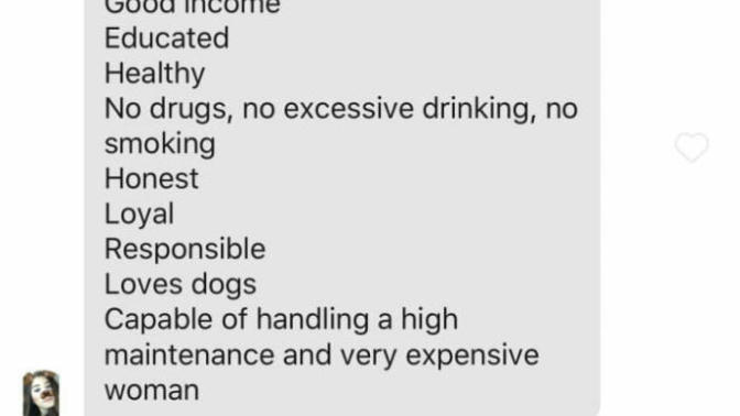 If a woman admitted that she was high maintenance, would you give her a chance?