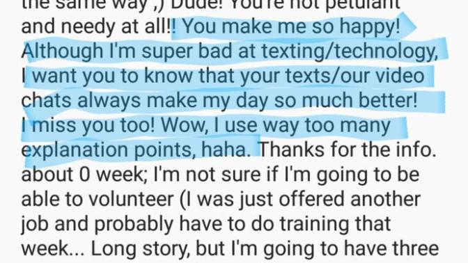 My ex girlfriend recently wrote that I make her happy. I don't understand. Is she just being friendly or is she trying to give me a nudge?
