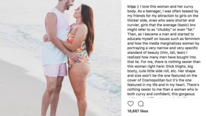 Thoughts on male feminist caught up in Twitter storm for praising chunky wife and feminism?