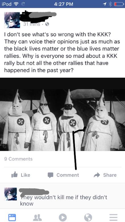 Should I quit being friends with this girl? She supports the kkk? And posts about it with a bunch of hatred towards others?