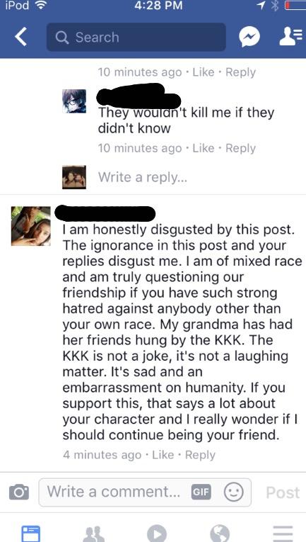 Should I quit being friends with this girl? She supports the kkk? And posts about it with a bunch of hatred towards others?