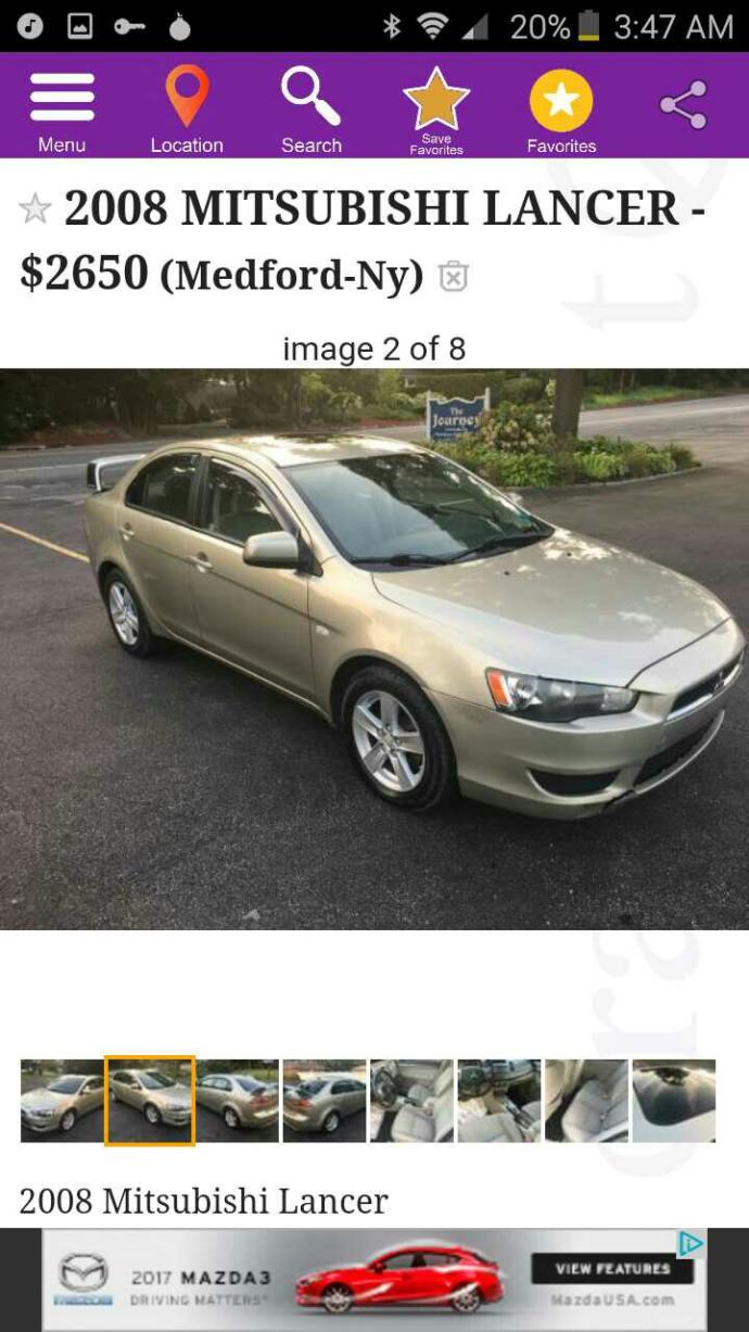 which car should i buy photo below 2008 mitsubishi lancer or 2007 mazda r8???