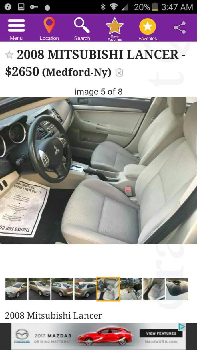 which car should i buy photo below 2008 mitsubishi lancer or 2007 mazda r8???