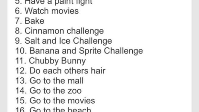 Have you made a list of crazy things; more than 100 items and completed it? I need help with mine?