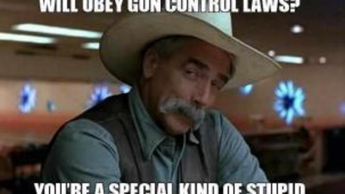 In what movie or interview did Sam Elliott say what he said about gun control?