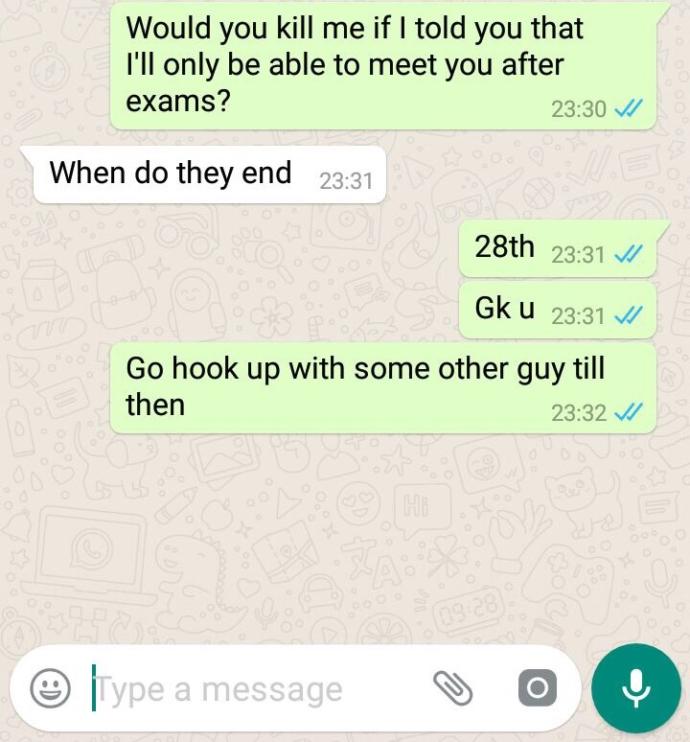 Why hasn't she replied to this last message?