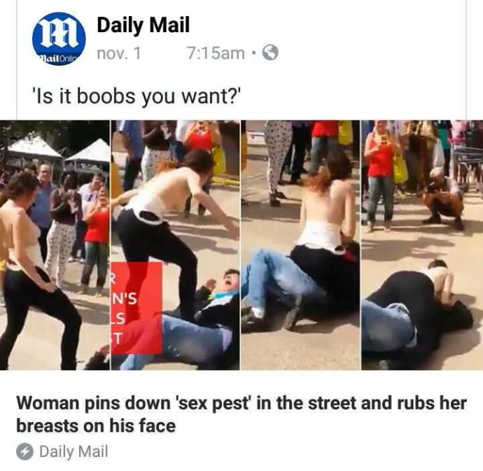Would you rub your breasts on the face of a man to fight against sexual assault??