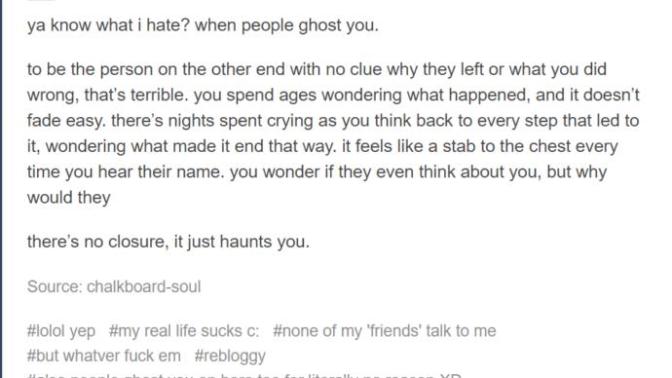 This why people hate ghosting and whats it does to a person emotionally when happens?