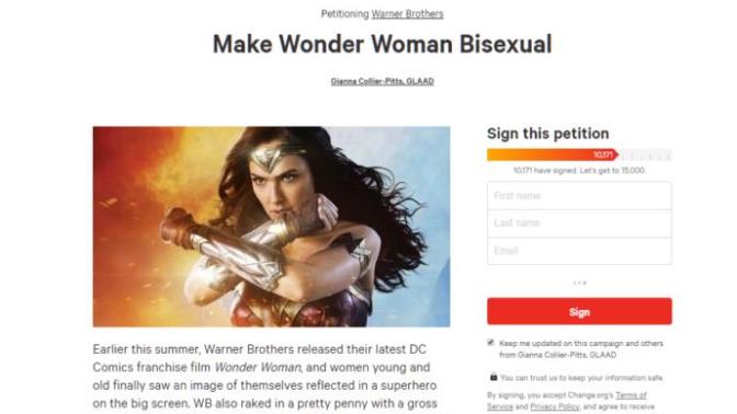 Feminists want wonder woman to be bisexual so that lesbians and bisexual women can find peace that they have a chance with a strong woman lead?