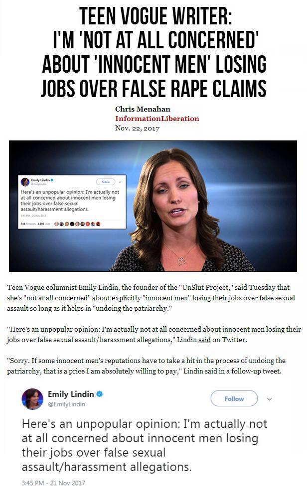 Should innocent men lose their jobs when falsely accused of sexual harassment?