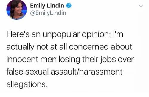 Should innocent men lose their jobs when falsely accused of sexual harassment?
