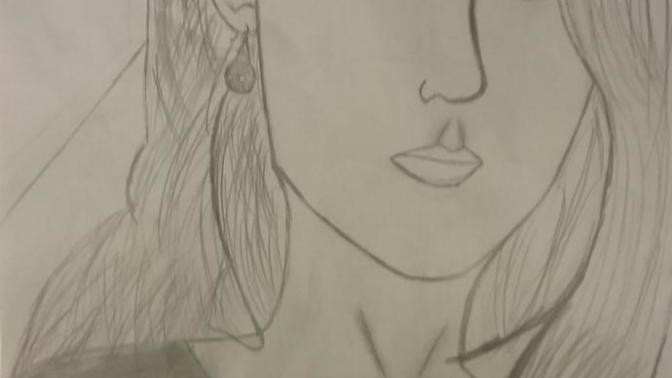 Do you like this rough sketch of a self portrait for my final art project for my drawing class? I used one of my photos I took, does it look like it?