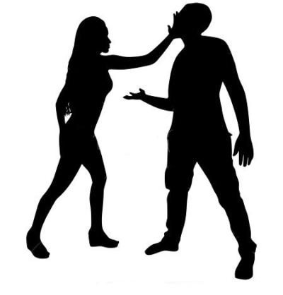 Image result for Woman beating man silhouette