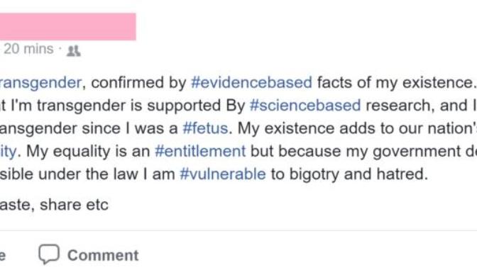 My friend is claiming he was transgender since he was a fetus as proven by science. Is he crazy?