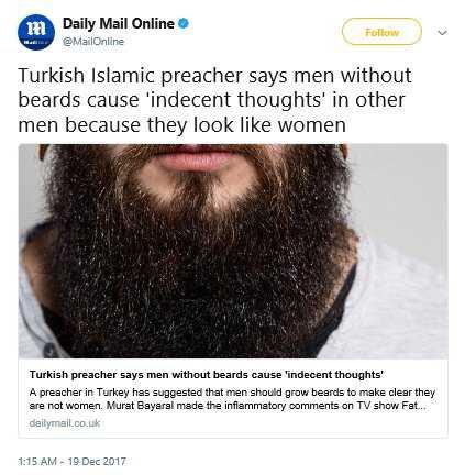 Is he right? Do men without beards look like women??