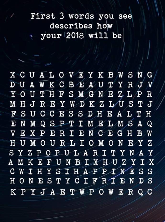 first 3 words you see describes how your 2018 will be?