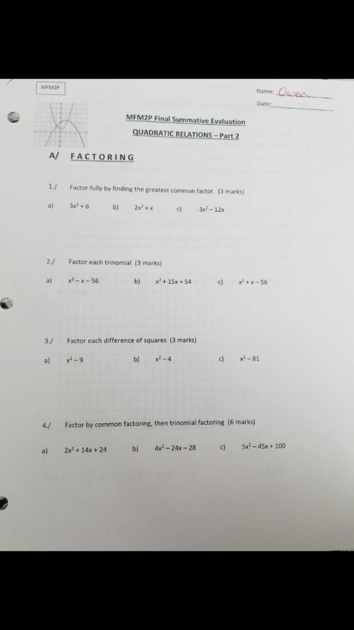 What’s the difference between common factoring and trinomial factoring? I’m stuck on these questions, especially number 4. Help anyone?